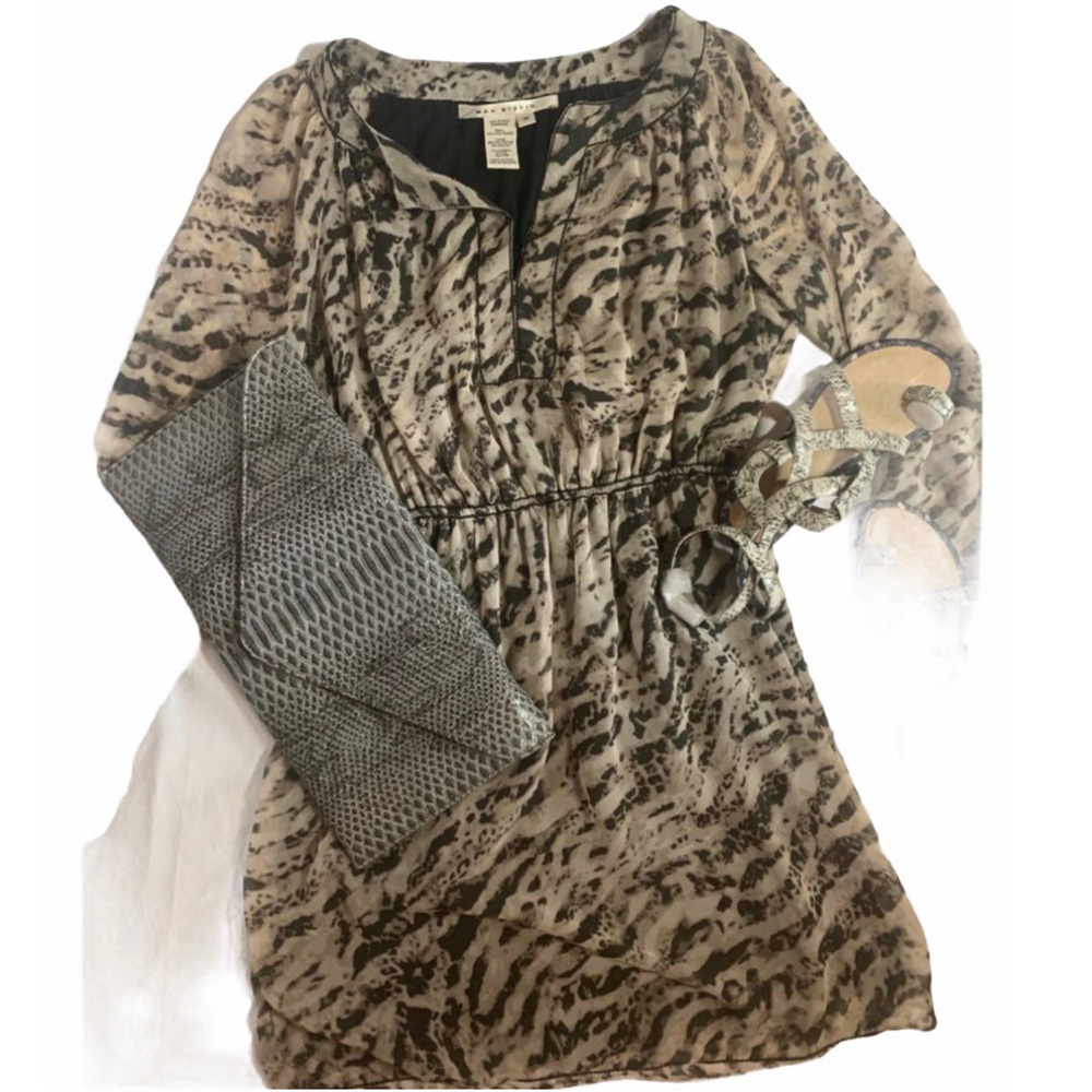 Max Studio animal print shirt dress M